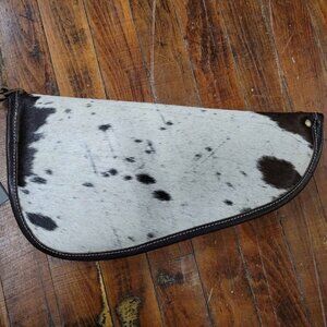 NEW Cowhide Pistol Holder Carry Bag Holster Padded Storage Brown / White 15" x 7